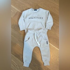Little Bipsy Cream 'Gratitude' Sweatshirt & Joggers Set